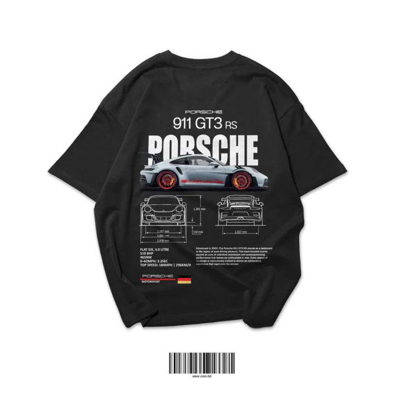 black porsche streetwear t shirt