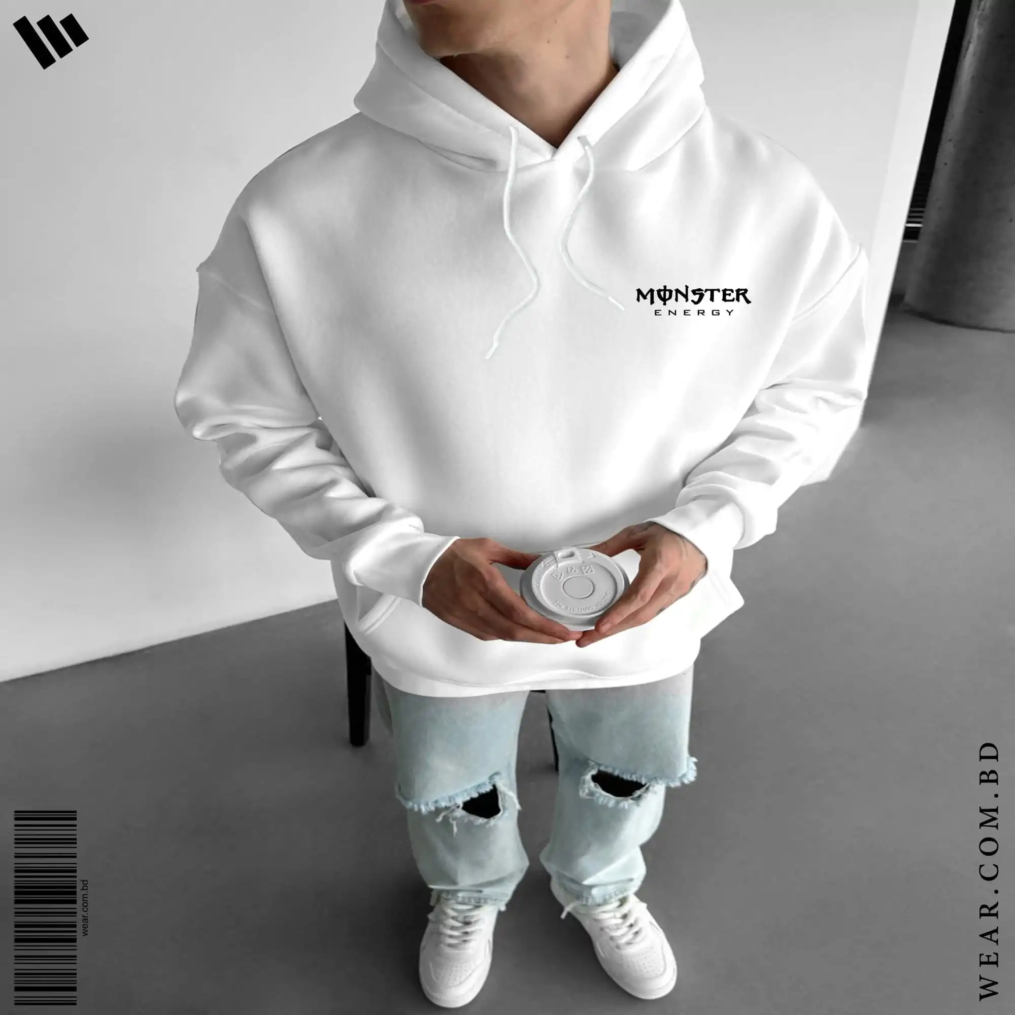 Men's Monster Energy Hoodie - White - Image 2