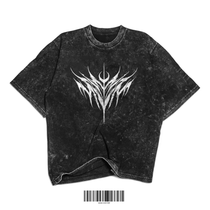 acid wash black oversized t-shirt - Image 1