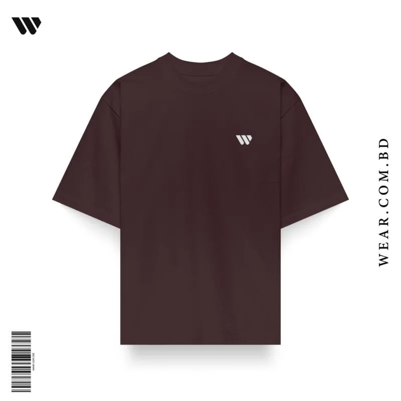 Coffee brown oversized t-shirt with minimalist design and relaxed fit