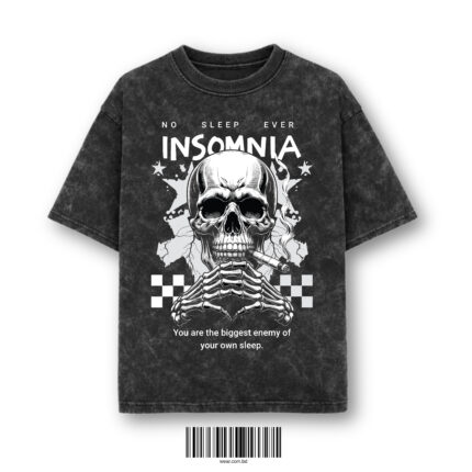 Oversized Washed T-Shirt – Insomnia Skull