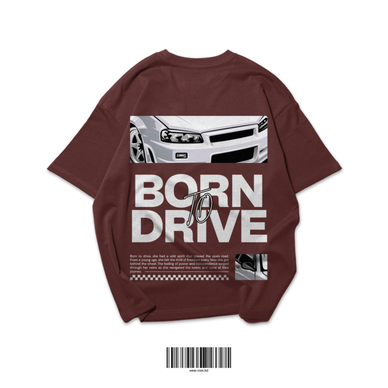 Black oversized t-shirt with 'Born to Drive