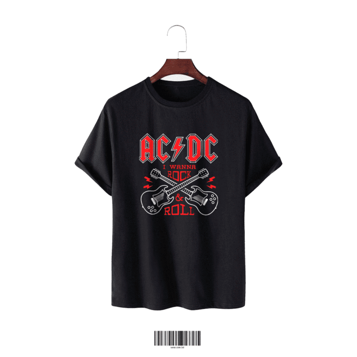 AC/DC “I Wanna Rock & Roll” Black Cotton T-Shirt - Image 1
