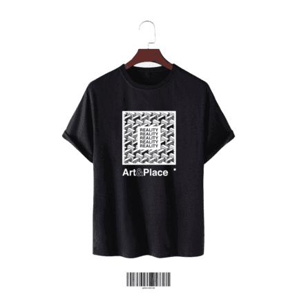 Black Cotton T-Shirt – “Art & Place”
