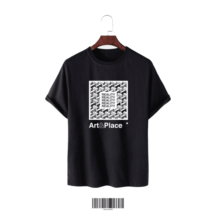 Black Cotton T-Shirt – “Art & Place” - Image 1