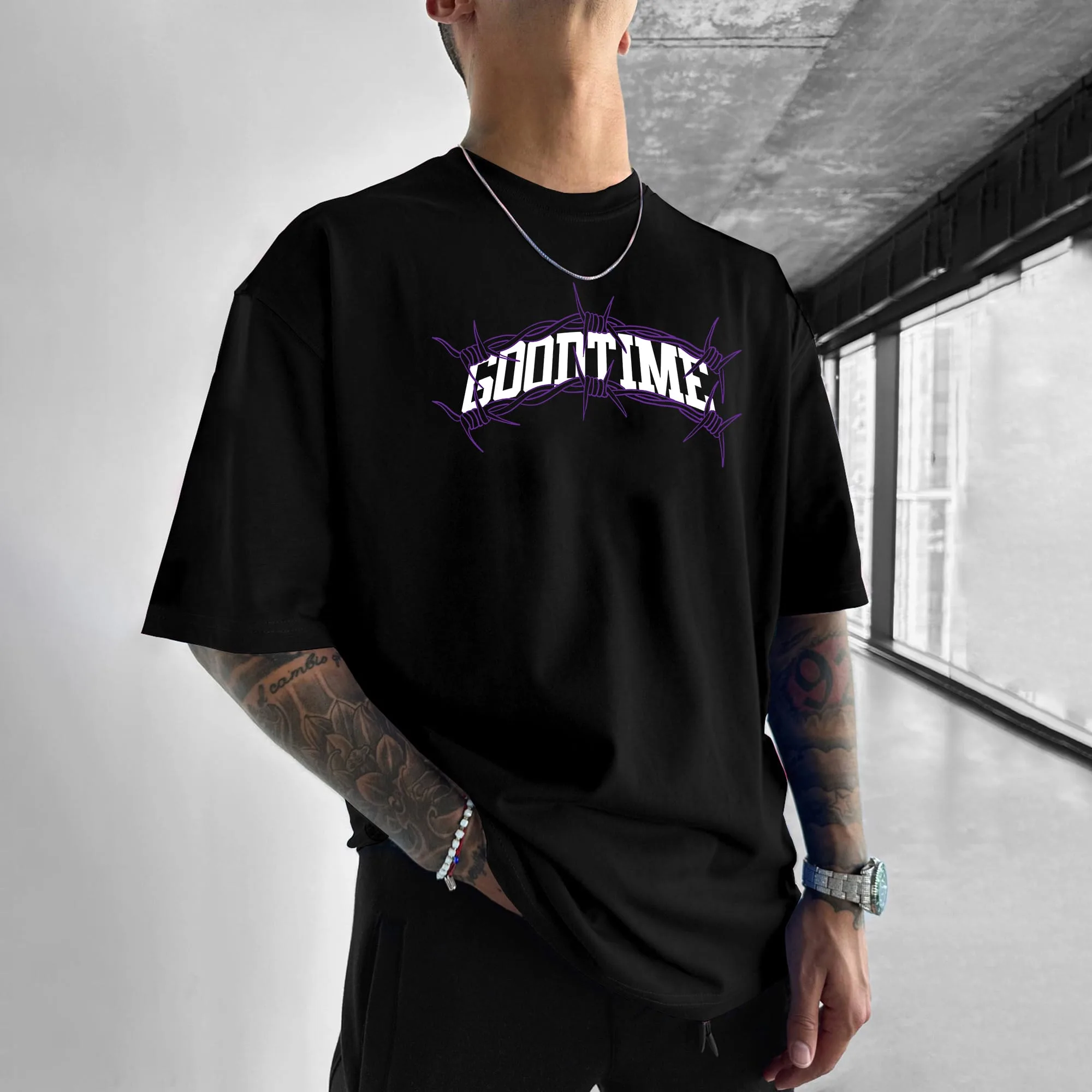 Black Oversized T-Shirt – “GOODTIME” - Image 1