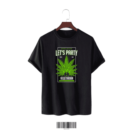 Black Graphic T-Shirt – “LET’S PARTY”
