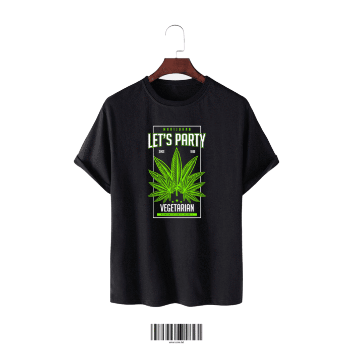 Black Graphic T-Shirt – “LET’S PARTY” - Image 1