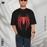 Black Oversized T-Shirt with Red Spider Emblem