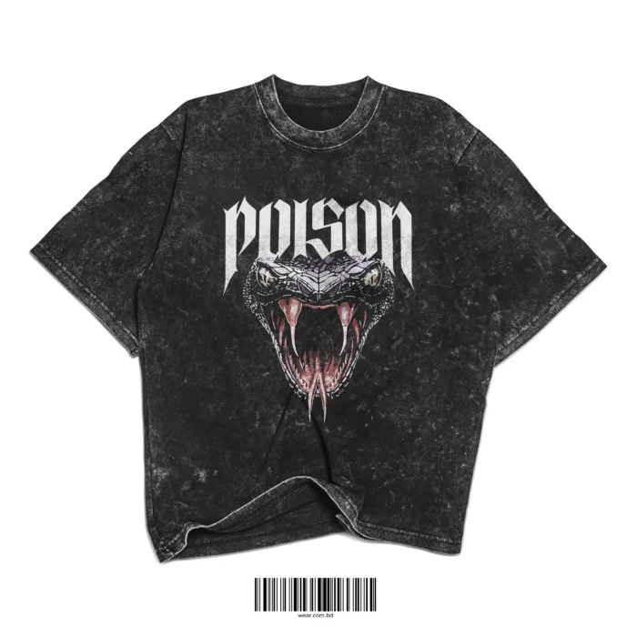 Poison Black Washed Oversized T-Shirt - Image 1