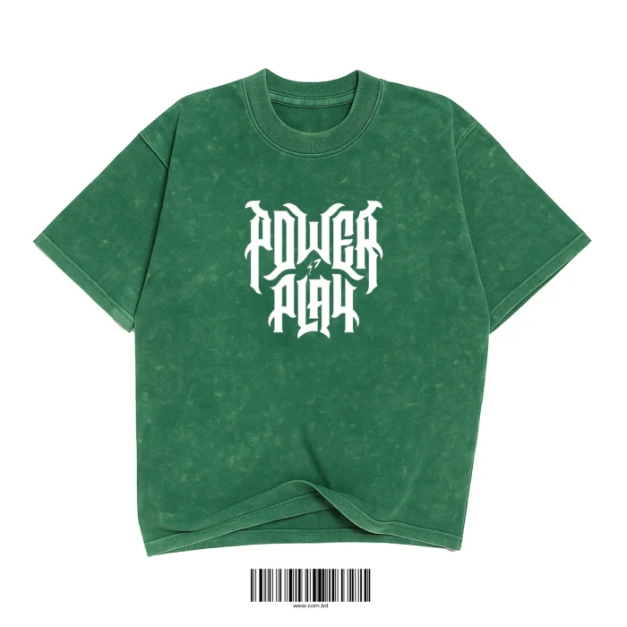Power Play Green Washed Oversized T-Shirt - Image 1