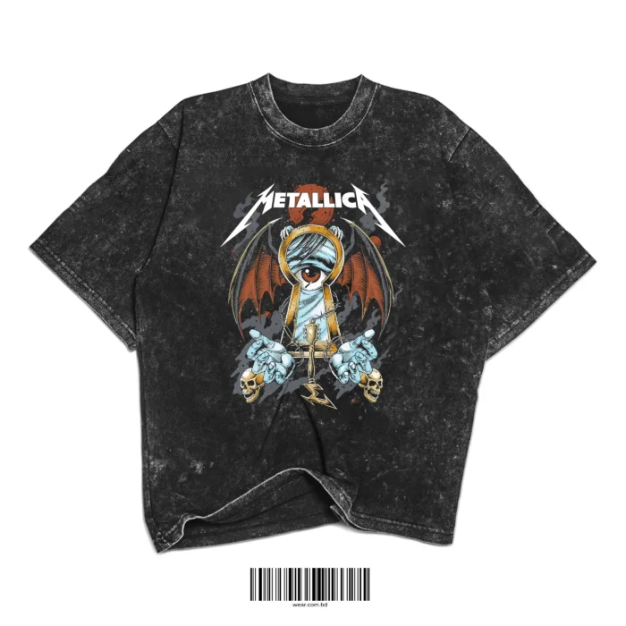 Metallica Anime Oversized Washed T-Shirt - Image 1
