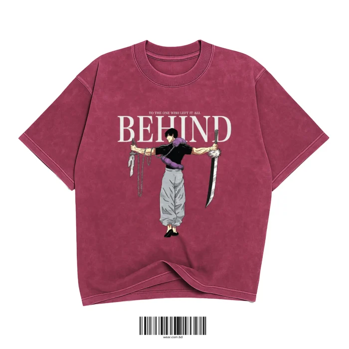 Behind Maroon Washed Oversized T-Shirt - Image 1