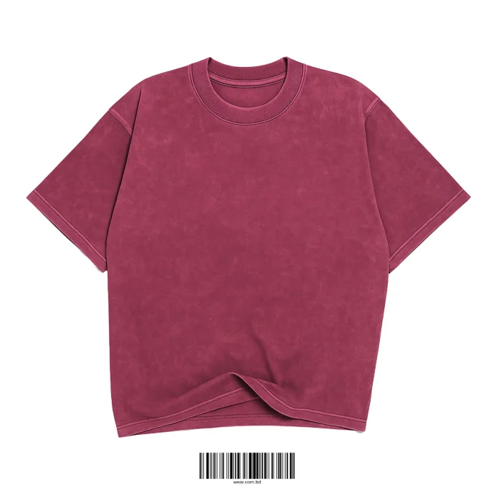 Maroon Washed Oversized T-Shirt - Image 1