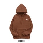 Front view of a rich coffee brown men's hoodie made of 350 GSM cotton fleece, featuring a small white 'W' logo on the chest.