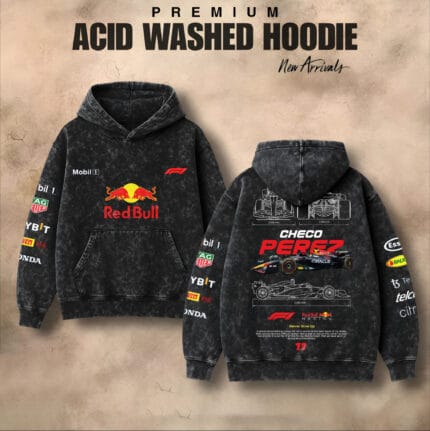 Checo Perez F1 Red Bull Racing Acid Wash Hoodie