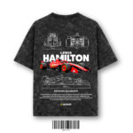 Acid wash black racing inspired oversized t-shirt 230 gsm cotton