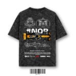 Acid wash racing blueprint oversized t-shirt back print 230 gsm cotton