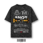 Acid wash racing blueprint oversized t-shirt back print 230 gsm cotton