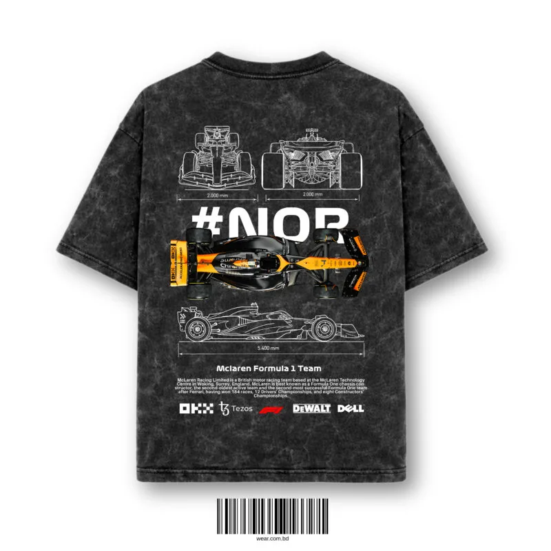 Acid wash racing blueprint oversized t-shirt back print 230 gsm cotton