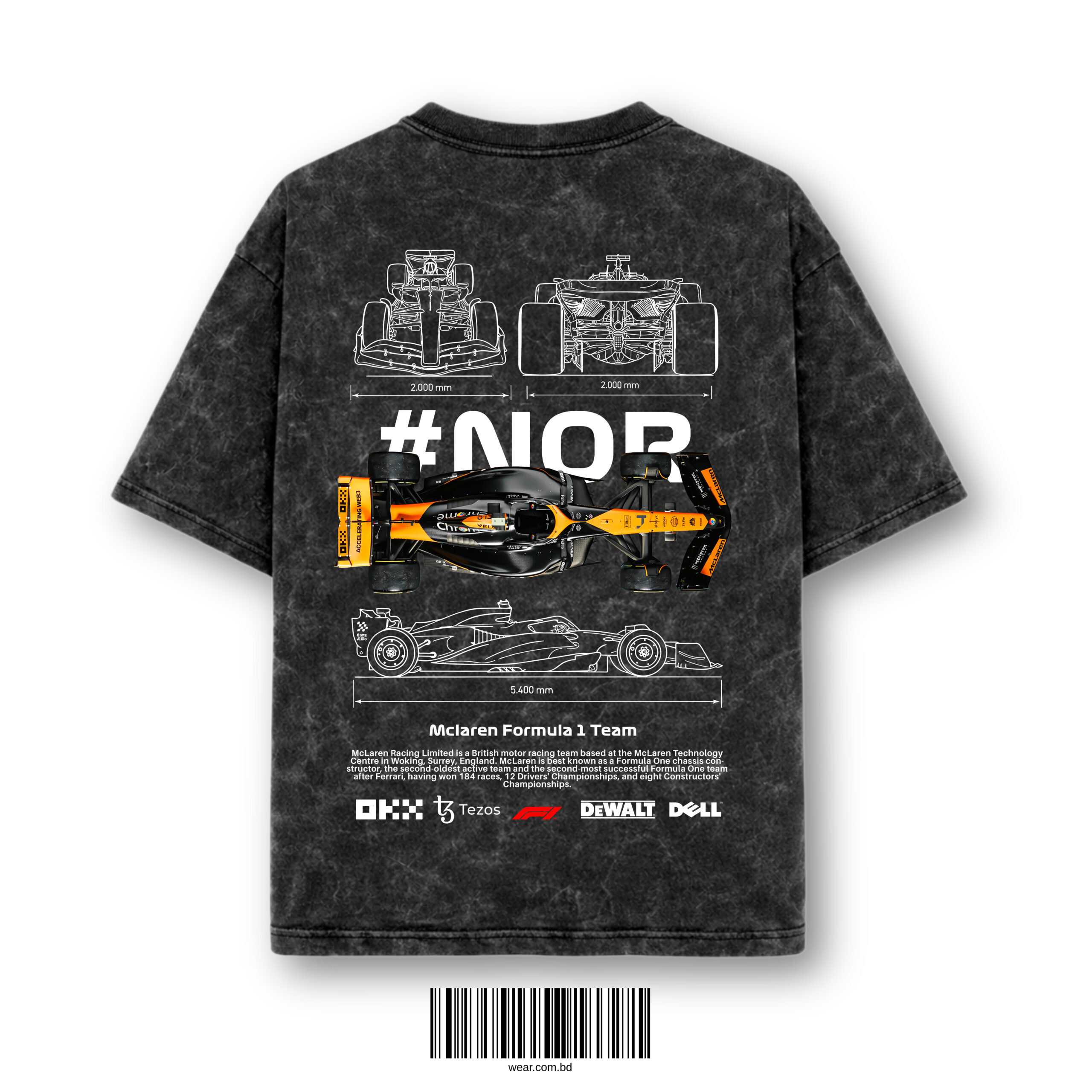 Racing Inspired Acid Wash Oversized T-Shirt 230 GSM Acid wash racing blueprint oversized t-shirt back print 230 gsm cotton