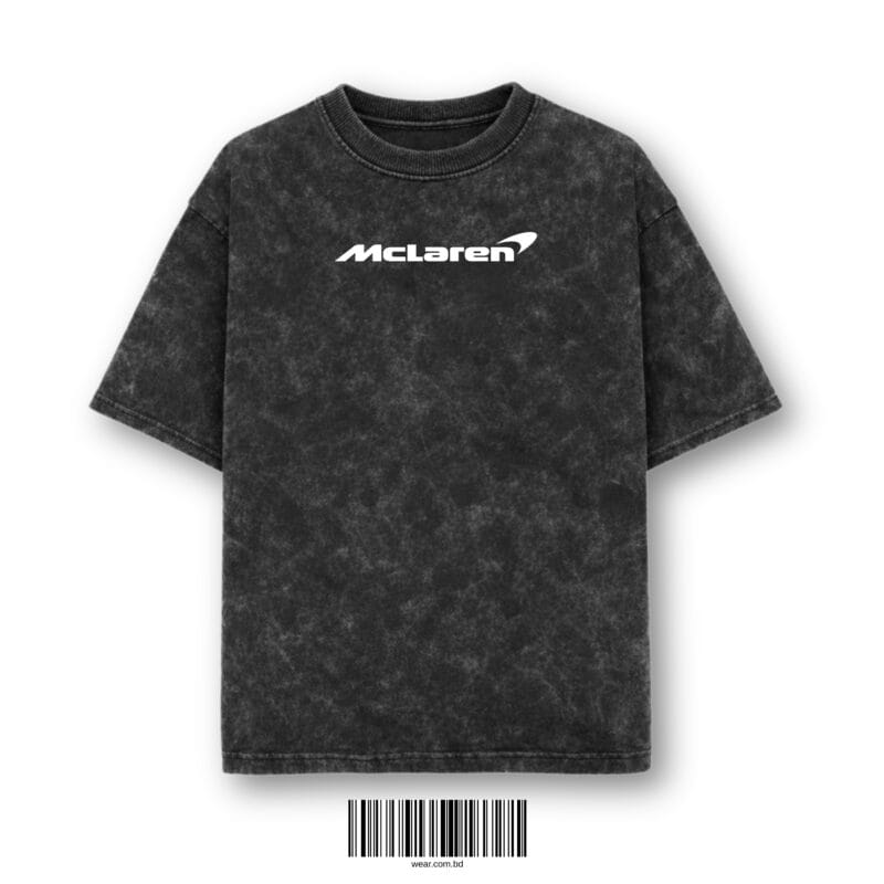 Acid wash black racing inspired oversized t-shirt front design