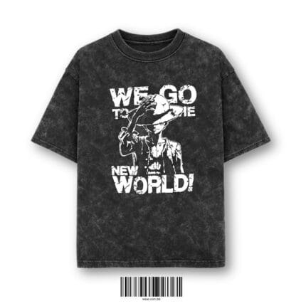 One Piece “We Go To The New World” Luffy Acid Wash T-Shirt