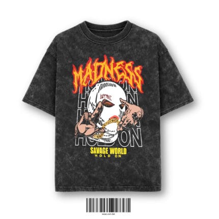 "MADNESS" Acid Wash Oversized T-Shirt – Savage World Edition
