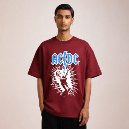 Lightning Rock Oversized Tee — Maroon