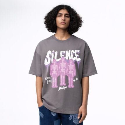 Silence Skeleton Oversized T-Shirt | Steel Grey