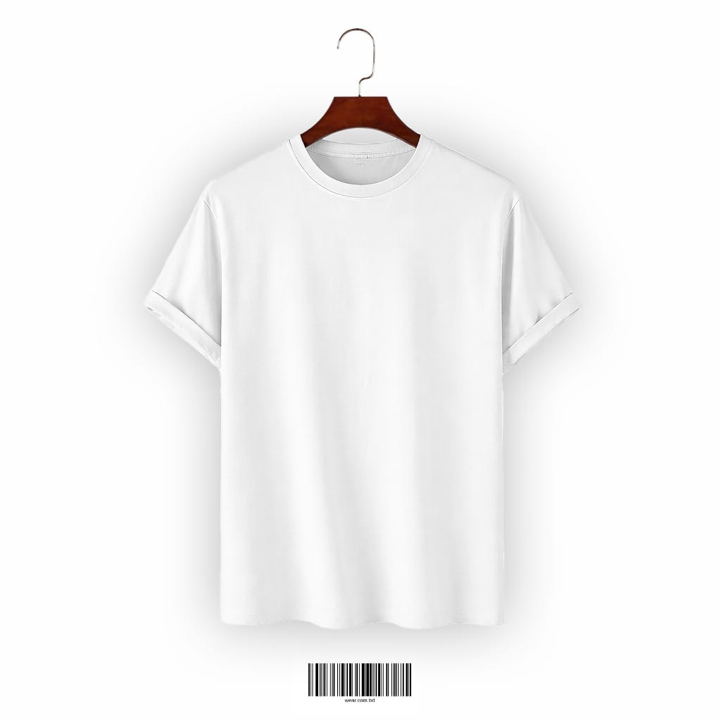 white Tshirt White Basic T-Shirt – Soft Cotton Regular Fit - Image 1