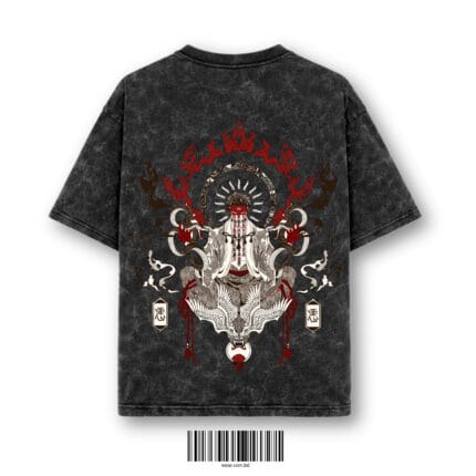 Cursed Shrine Acid Wash Oversized T-Shirt