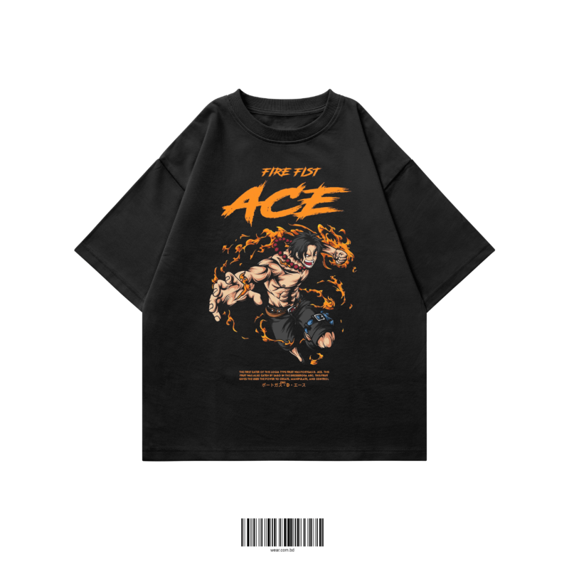portgas d ace oversized t-shirt black fire fist anime WEAR