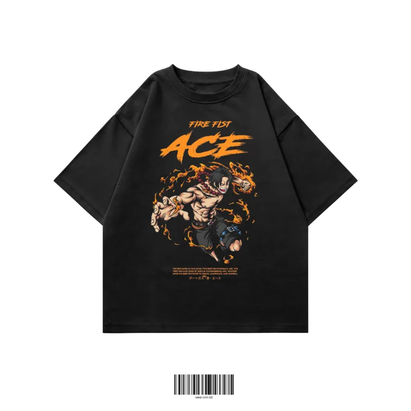 portgas d ace oversized t-shirt black fire fist anime WEAR