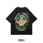 three sword oversized t-shirt black anime streetwear WEAR