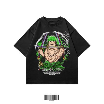 three sword oversized t-shirt black anime streetwear WEAR