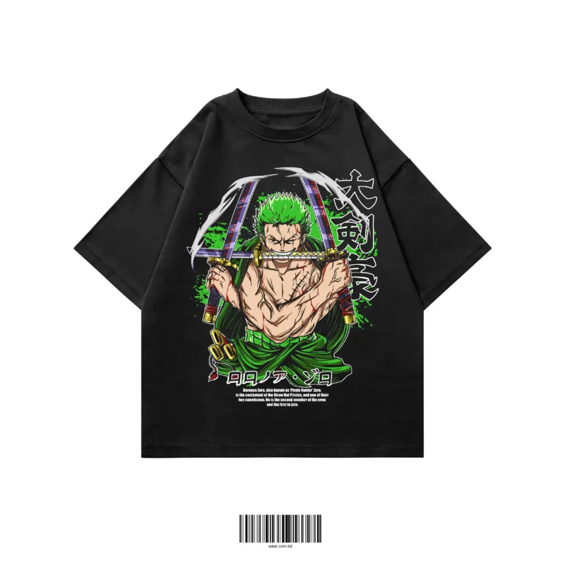 three sword oversized t-shirt black anime streetwear WEAR