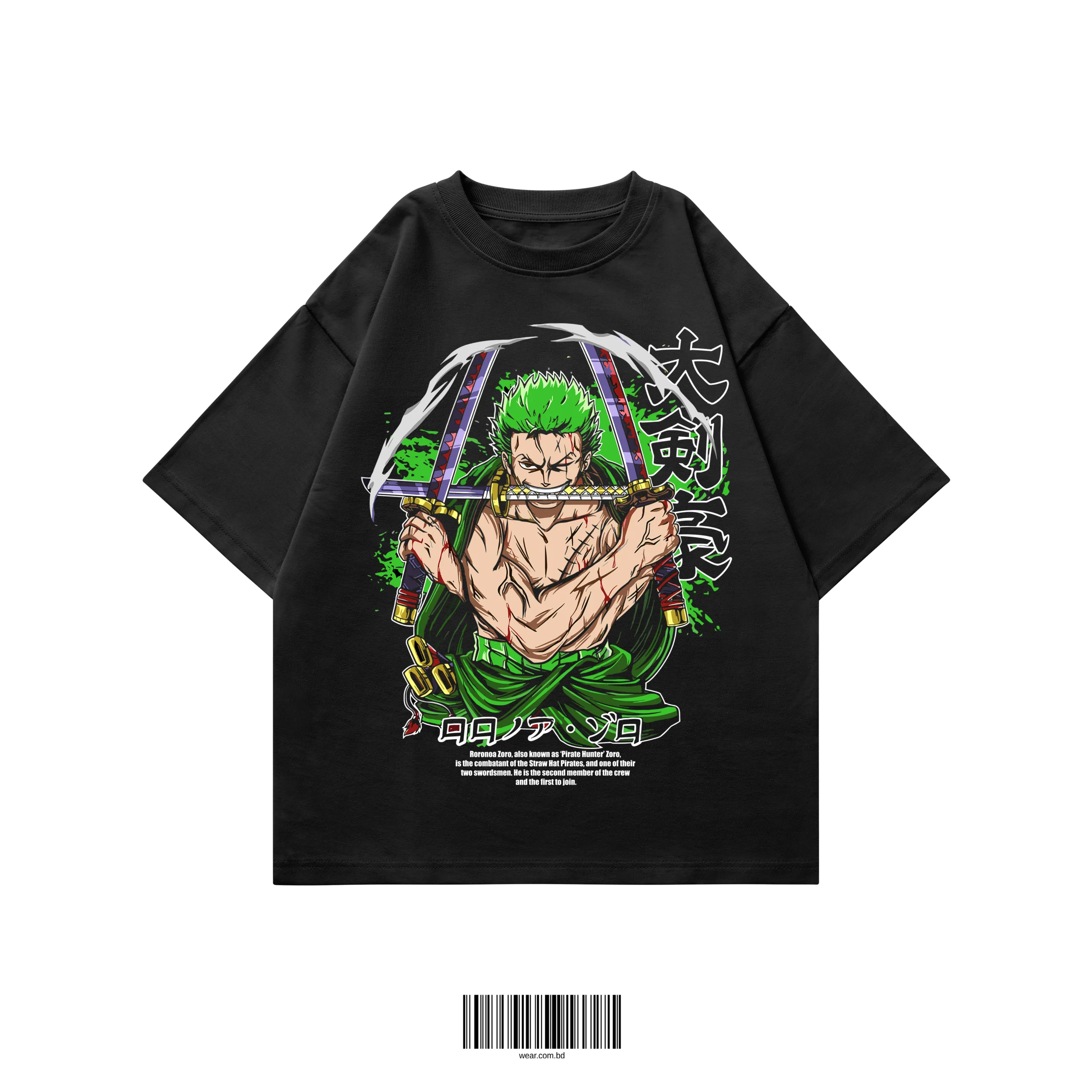 three sword oversized t-shirt black anime streetwear WEAR