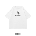 White oversized t-shirt with black spider graphic front view by WEAR
