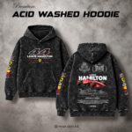 Black Acid Wash Racing Graphic Hoodie